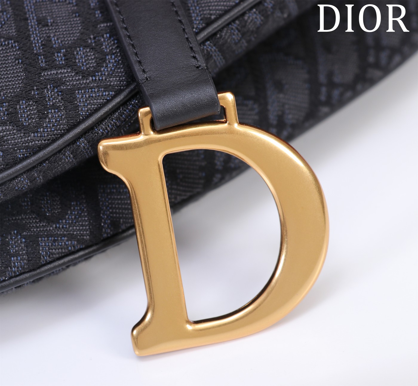 Saddle Bag with Strap Black Dior Oblique Jacquard 